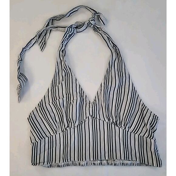 Y2K 70s Boho Striped Crop Halter – Small (30″ bust, 15″ length) - Picture 1 of 7